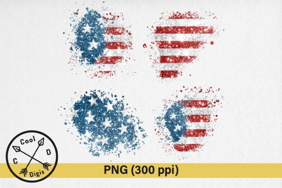 American Flag Glitter Bleached Patches
