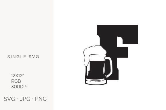 Big Glass of Beer, Letter F Vector Art
