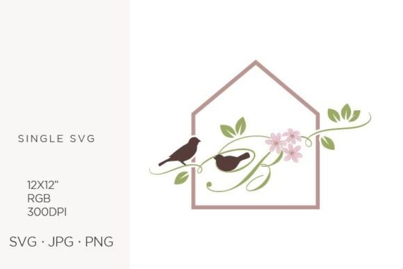 Birds Floral House, Letter B: Vector Art for Creators