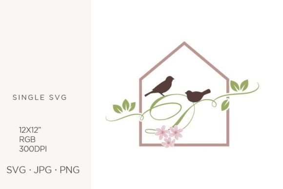 Birds Floral House, Letter D: Vector Art for Designers