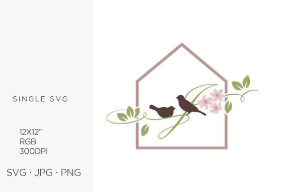 Birds Floral House Letter J Vector Art