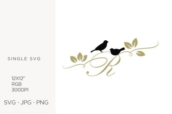 Birds on a Branch with Golden Letter R