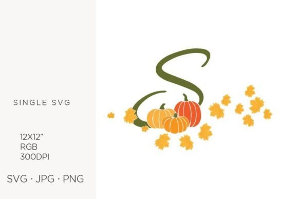 Bringing the Season to Life: The S Letter, Autumn Leaves, and Pumpkin Vector Collection