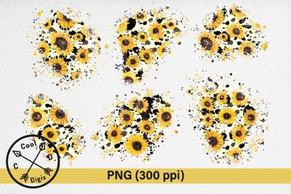 Cowhide Sunflower Distressed Patches