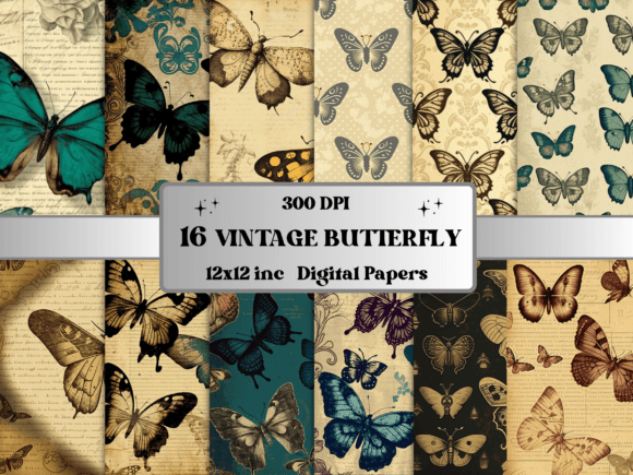 Ephemera Vintage Butterfly Digital Paper Guide