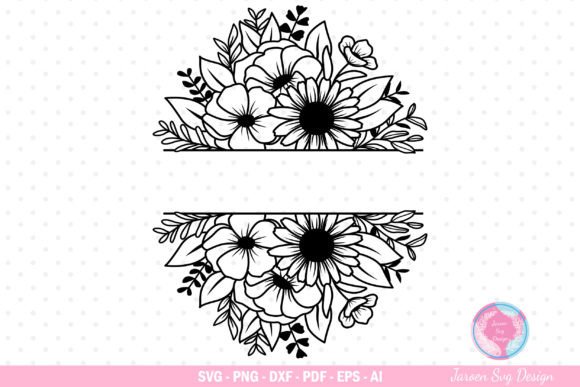 Flower Split Monogram SVG: A Versatile Floral Design