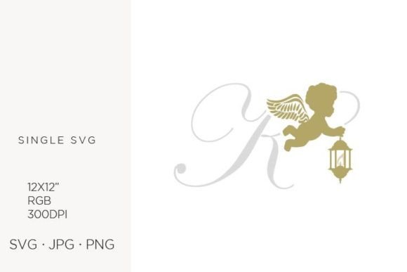 Golden Baby Angel with Lantern, Letter K: A Versatile Digital Asset for Creators