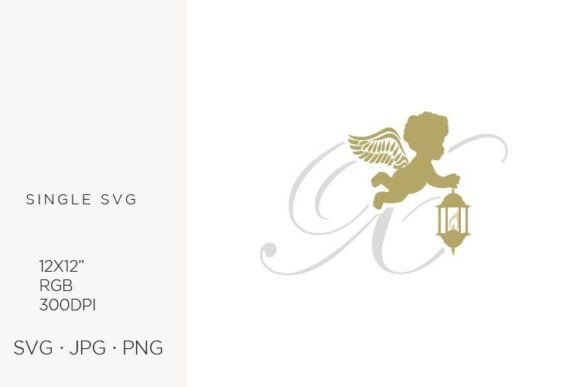 Golden Baby Angel with Lantern, Letter X: A Versatile Vector Asset for Modern Creators