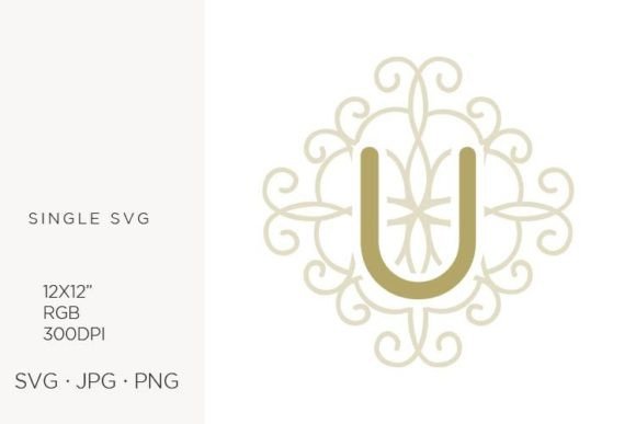 Letter U Swirl Ornamental Monogram