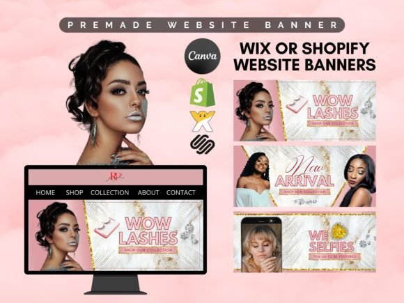 Pink Lash Business Website Banner Canva