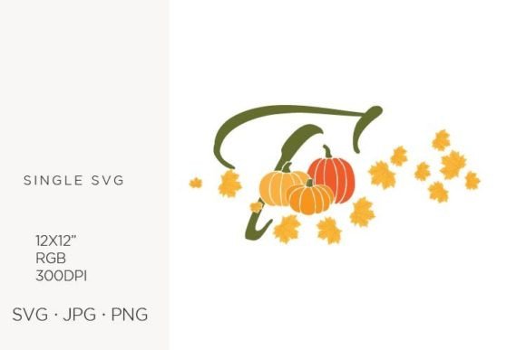 T Letter Autumn Leaves Pumpkin Clipart